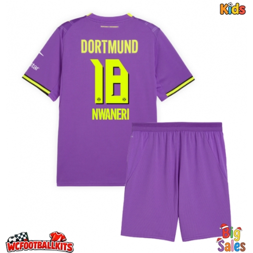 Borussia Dortmund Ethan Nwaneri #18 Replica Third Stadium Kit for Kids 2026-27 Short Sleeve (+ pants)